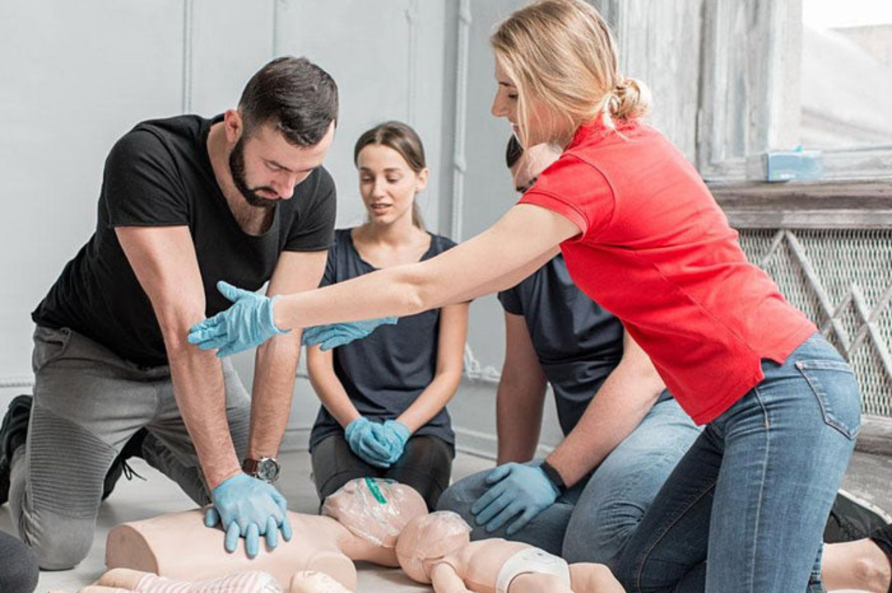 CPR training class in progress at Servant Express Care in Indianapolis, Indiana